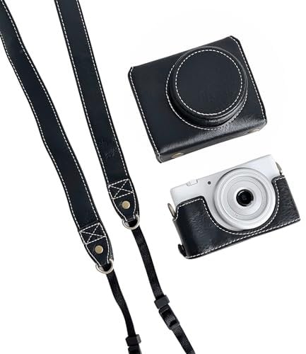 Andoer Digitalkamera Schutzhülle PU Leder Kamera Aufbewahrungstasche mit Abnehmbarem Schultergurt Kompatibel mit Sony ZV1-F/ ZV1M2, Schwarz, Schwarz , Kameratasche
