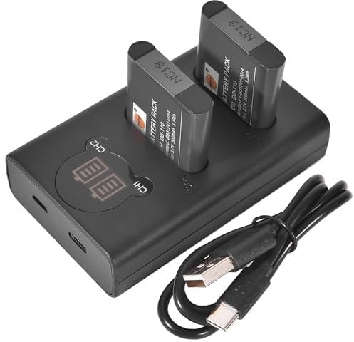 DSTE 3.7V 900mAh DB-110 DB110 Replacement Battery (2-Pack) and Smart LED Dual USB Charger Compatible for Ricoh GR III,GR IIIx,WG-6,G900,G900SE Camera as Olympus LI-90B LI-92B