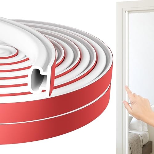 Jobon Draught Excluder for Doors, Weather Stripping Door Seal Strip, Window Soundproofing Door Sealing Strip, Rubber Self-Adhesive Draft Excluder Tape for Door Frame Window Insulation (12M, White)
