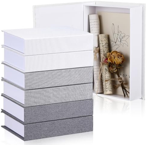 Geyoga 6-teiliges dekoratives Buch-Set für Heimdekoration, Leinen, Aufbewahrungsbox für Couchtisch, Bücherregal, Kaminsims, moderne Heimdekoration, Fotoaufbewahrung, Bastelarbeiten, 21,6 x 15,5 x 4,6