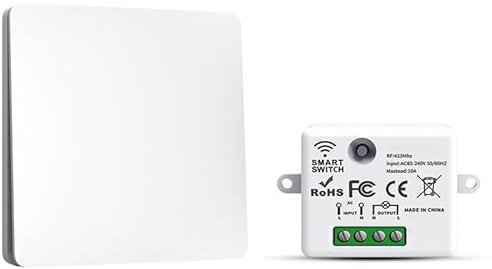 RF433 Lot de 1 interrupteurs d'éclairage sans fil sans fil sans fil avec émetteur et contrôleur récepteur 10 A 240 V