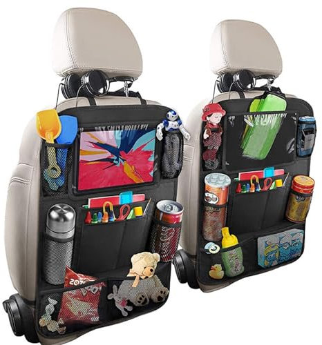 Pangogogo 2er-Pack Rückenlehnenschutz Auto Kinder -65 * 45cm Sitzschutz Auto Rückenlehne inkl. iPad-Schutztasche| 600D Oxford Stoff Wasserdicht & Leicht zu Reinigen Rücksitzschoner