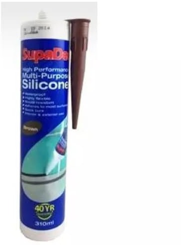 SupaDec 310ml Multi Purpose Silicone Cartridge Brown Waterproof Interior & Exterior Use Highly Flexible Quick Cure Mould Resistant Permanently Flexible Rubber Seal