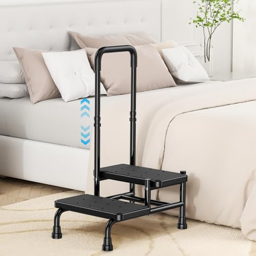 Marchepied avec poignée, tabouret médical robuste à 2 marches pour adulte, repose-pieds pour table de chevet, cuisine, voiture