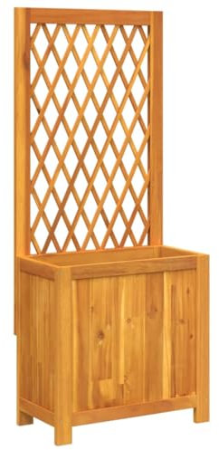 vidaXL Jardinière avec Treillis 55x29,5x132 cm Bois Massif d'acacia, jardinière de Jardin, jardinière de Patio, boîte à Plantes