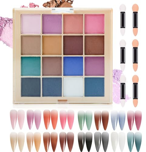 Joyeee Pigment für Nägel, 16 Farben Nagel Pigment Palette Enthält 6 Schwammstäbchen, Nail Pigment Powder Palette, Ombré-Nagelpulver für Nagelkunst, Maniküre, DIY-Zubehör, A