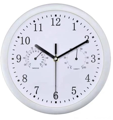 Outdoor-Pooluhr – 25.39 cm batteriebetriebene Badezimmeruhr, wetterfeste Gartenuhren | Runde Vintage-Uhr mit Hygrometer und Thermometer, Pool-Wanduhren für Gartenterrasse