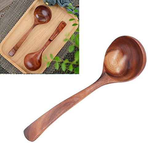lvifloae cuchara de mango largo,Accaciawood Soup Serving Spoon cuchara para servir sopa de madera de acacia, herramienta de vajilla de cocina con (Grande)