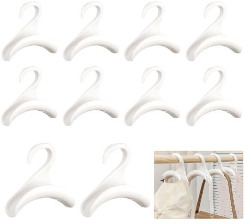 Ganchos para Colgar Bolsos Armario,12 pcs Armario Ganchos Bolso Gancho de Armario para Bolsas para colgar mochilas carteras bufanda cinturón y corbata (Blanco)