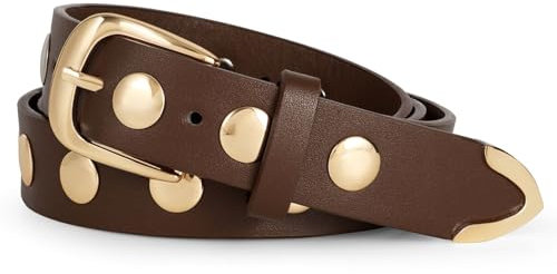 LEACOOLKEY Punk Nietengürtel Damen Studded Nieten Ledergürtel Gothic Rock Gürtel mit Nieten Damen Gürtel für Jeanshosen Cosplay