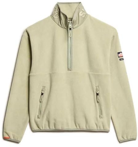 Superdry Damen Active Fleecepullover mit halbem Reißverschluss Staubiger Salbei 40