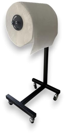 Porta Rotolo Industriale Regolabile in Altezza con Base su Ruote – Misure 36x31 cm, Altezza Variabile 70-115 cm, Ideale per Uso Professionale