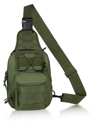FuninCrea Taktisch Umhängetasche Herren Anti-Diebstahl Crossbody Bag Brustbeutel Mehrtaschig und Vielseitig Einsetzbar Brusttasche mit Magisches Klebeband