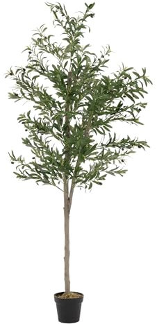 ML-Design Albero di Ulivo Artificiale 210 cm – Pianta Finta Grande con Tronco in Legno Naturale e Frutti – Decorazione Realistica in Vaso per Interni ed Esterni – Perfetto per Soggiorno e Ufficio