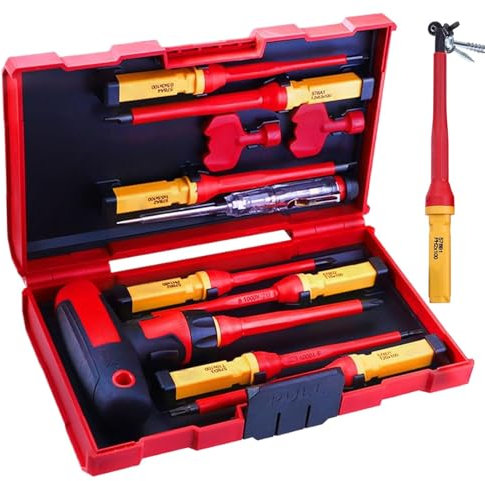 Juego de destornilladores de electricista | Juego de destornilladores de punta magnética 12X - Kit de herramientas portátil para reparación eléctrica doméstica e industrial