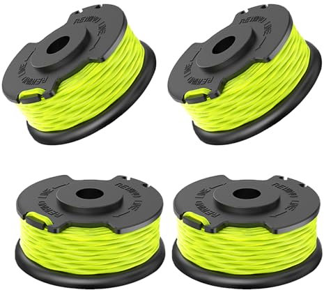 CHIHOLEN 4 Bobine Fil Coupe Bordure Compatible avec Ryobi RAC143,Bobine de Rechange Convient pour Ryobi RLT36B33 & RY36LT3A-0, Ø2mm 6,1m(4 Bobine)