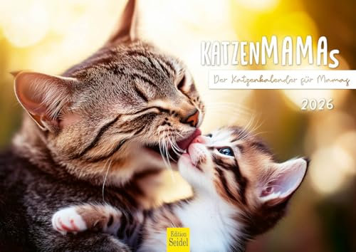 Edition Seidel Premium Kalender Katzenmamas 2026 Format DIN A4 Wandkalender Katzenkalender für Mamas schöne Bilder tolle Sprüche Haustiere Kätzchen Katze Kater