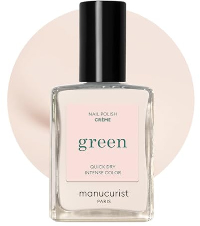Manucurist Green Crème Off-White Natural Nail Polish | Long lasting nail polish and Quick dry nail varnish with classic manicure effect. Vegan, 9-free, plant-based, 15 ml