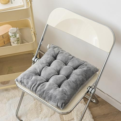 Xiyocadt Stuhlkissen 40x40、45x45, Verdicktes Sitzkissen FüR BüRostüHle, Rutschfestes Stuhlpolster Mit BäNdern. Bequem Und Warm, FüR Sofa, Esszimmer, Balkon. (45x45,Grau)