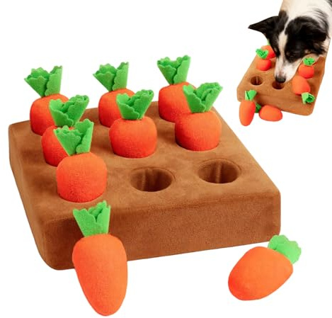 Minhaxue Karotten Hundespielzeug, Karotten Plüschtier Schnüffelteppich Mit 9 Stück Karotte, Pull The Carrot Stofftier Backenzähne Spielzeug, Für Kleine, Mittlere Und Große Hunde, Schnüffeltraining