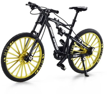 SKIKHN Finger Fahrrad Modell, 1:10 Simuliertes Fahrrad-Modell, Legierung Fahrradmodell, Mountainbike-Modell Spielzeug, für Wohnzimmer Tischdeko Büro Schreibtisch Deko, für Fahrradliebhaber (Schwarz)