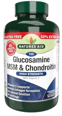 Natures Aid Glucosamine MSM & Chondroitin 135 Tablets (90 tablets plus 45 free)