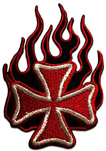 Catch the Patch Chopper Kreuz Aufnäher zum Aufbügeln 8,4 x 5,5 cm Bügelbild für Erwachsene mit Heavy Metal Festival Vintage Original, Bügelpatch Patches Bügelflicken Geschenk