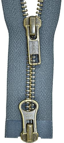 Reißverschluss 2 Wege teilbar grau dunkelgrau 65 cm Metall Metallzähne