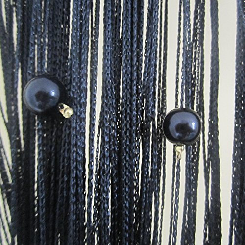 Perle Rund tangpan beadeds Tür Vorhang Raumteiler Fenster Bildschirm, Polyester, schwarz, 100_x_200_cm