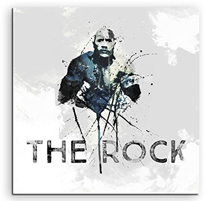Paul Sinus Art Dwayne Johnson 60x60cm Keilrahmenbild Kunstbild Aquarell Art Wandbild auf Leinwand fertig gerahmt Original Unikat
