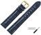 MARBURGER Uhrenarmband 18mm Leder Blau Gold Alligator (Lousiana) Prägung Mit Naht - Montage Set 8321851000220