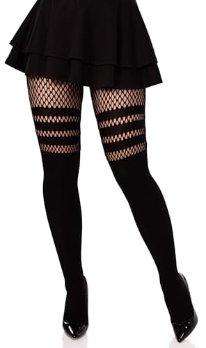 Leg-Avenue Women's-Striped Fishnet, Black, One Size