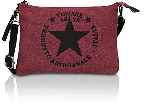 Glamexx24 Damen Clutches Tasche Handtaschen Schultertasche Umhaengetasche mit Stern Muster Tragetasche