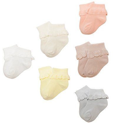 DEBAIJIA Chaussettes Epaissir Bébé Fille Garçon en Coton Peigné Respirant Hiver Chaude Chaussette - 6 Paires-dentelle - Taille M( à l'âge de 1-3 ans)