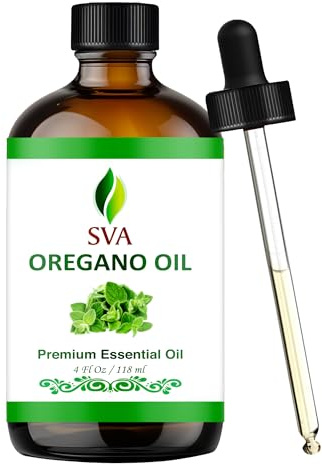 SVA Oregano Essential Oil – 4 Fl Oz – 100% Natural Oregano Oil - for Diffuser, Hair Care, Face, Skin Care, Aromatherapy, Scalp and Body Massage, Soap and Candle Making – with Dropper