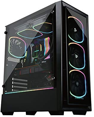 Enermax Starryfort SF30 Boîtier PC de Gaming ARGB en Verre trempé avec Ventilateurs A-RGB intégrés (X4), ECA-SF30-M1BB-ARGB