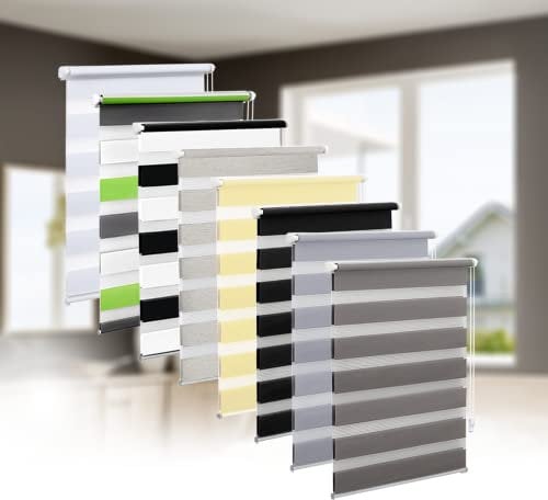 Eurohome Doppelrollo Klemmfix ohne Bohren, Duo Rollo,45cm x 150cm (Stoffbreite 41 cm) Grau Transparentes und undurchsichtiges Sichtschutz Rollo mit Klemmträgern für Fenster und Türen