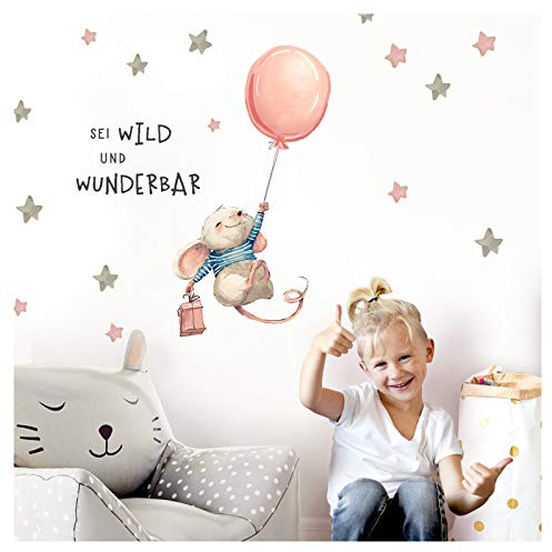 Little Deco Wandtattoo Sei wild & Maus mit Luftballon DL314 S - 16 x 29 cm (BxH)