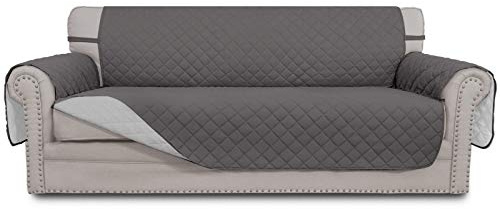 Easy-Going Sofabezug für 4-Sitzer-Sofa, wendbar, wasserabweisend, mit Schaumstoffstäben, Gummibändern, Möbelschutz für Haustiere, Kinder, Hunde, Katzen (XX-Large, Grau/Hellgrau)