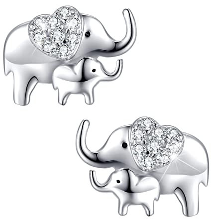 Elefanten Ohrringe für Mädchen 925 Sterling Silber Lucky Tier Ohrstecker Elefanten Mutter und Tochter Ohrringe Kinder Schmuck Geschenke für Mutter und Tochter