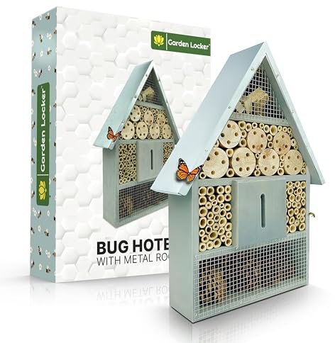 REPEAK Insektenhotel in Grau mit Metalldach - ein Zuhause für alle Ihre Garteninsekten