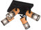 Trio Leuchten Strahler Tosh 804300432, Metall Schwarz matt, Holz, exkl. 4x E14, Holzfarbig