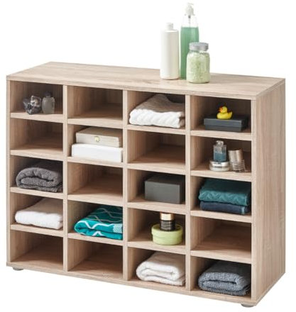 Boots Standregal in Eiche Sonoma Optik - Universell einsetzbares und multifunktionales Regal mit 20 offenen Fächern - 92 x 68 x 33 cm (B/H/T)