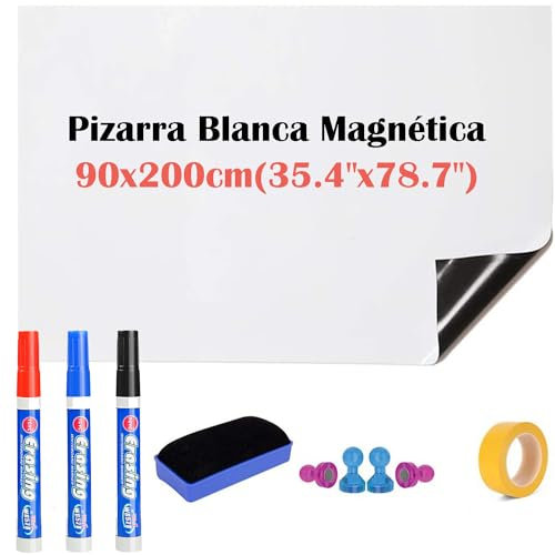 Homvik 90 x 200 cm, Weißwandtafel, selbstklebend, Magnettafel, Magnet Pinnwand, Schreibtafel, Weiß