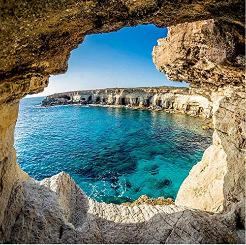 NCTQWET Photo Papier Peint Grotte mer 3D Intissé Décoration Murale XXL Poster Trompe l oeil Tableaux Muraux pour Salon Chambre Toile de Fond Mur 300x210cm