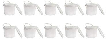 Nipter Seau en Plastique de qualité Alimentaire avec Couvercle, Blanc, 100% recyclables, 1L x 10 pièces