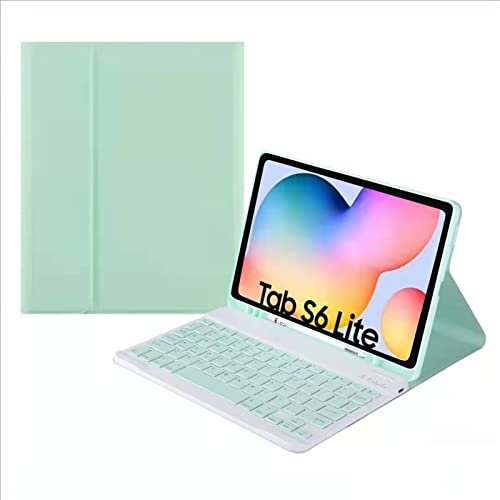 BAUBEY Keyboard Case for Galaxy Tab S7 FE 12.4 inch 2021 & Galaxy Tab S7 Plus 12.4 2020, Shockproof Stand Protective Keyboard Cover with Detachable Color Keyboard & S Pen Holder (Green)