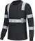 Hi vis long sleeve t shirt Black High visibility Work Reflective Safety Long Sleeve Polo t-Shirt EN20471 Class3 (XS-8XL) (L, Black)