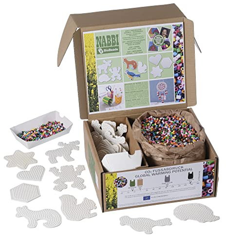 NABBI® BioBeadsschool Box biologisch abbaubar ca.30.000 Stück/3x3+6x2 Stecktafel, 10 Farbmix