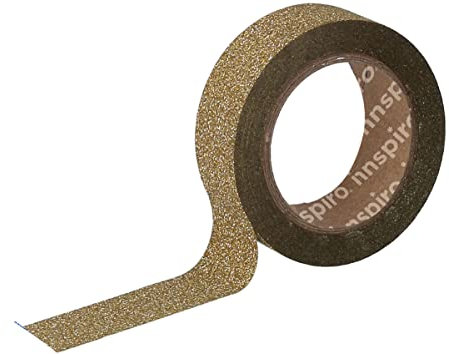 INNSPIRO Cinta masking tape purpurina dorado 15mm.x6,5m. Serie Glitter